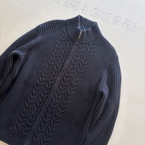 Vintage Lands End Full Zip Cable Knit Sweater